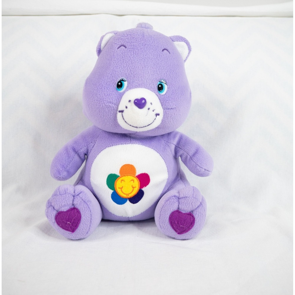 Care Bears Harmony Bear Plush 10" Purple Multi-color Flower Nanco Colorful *2004